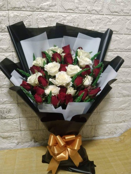 4 dz. Red and White Roses