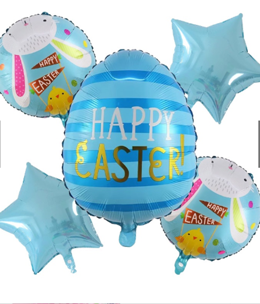 5pcs. set Easter Blue Egg Balloons