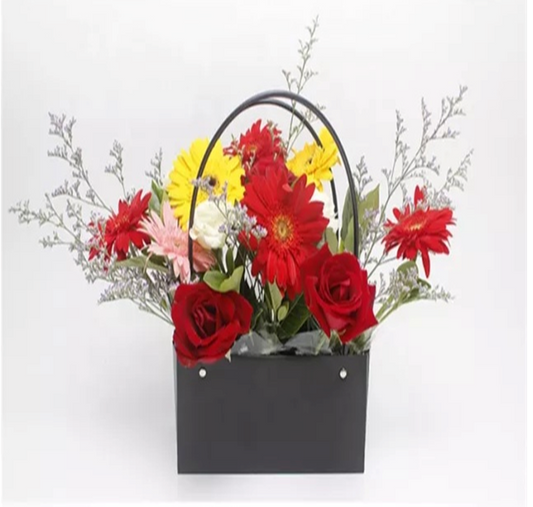 Mixed Flowers in Bag Basket